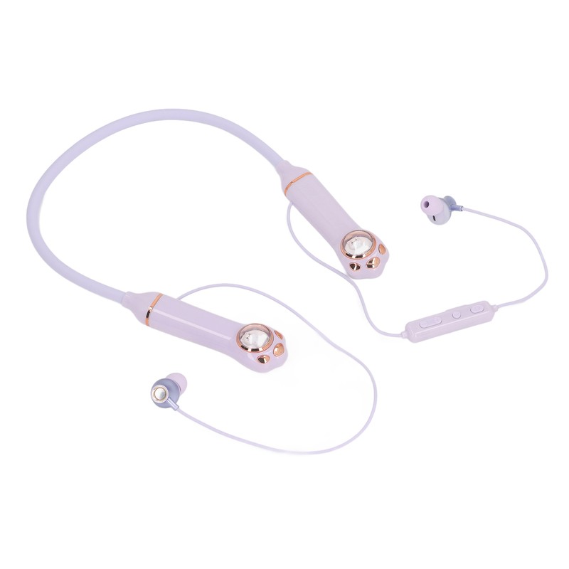 Neckband Earbuds IPX5 Bluetooth 5.3 Wireless Cat Pattern RGB Backlight