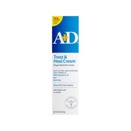A+D Treat & Heal Zinc Oxide Diaper Rash Cream - 4 oz (113 g), Pack of 2