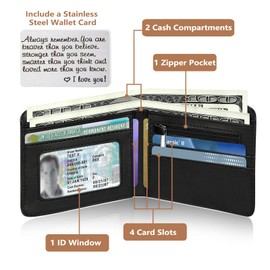 Huuitan Kids Wallet for Boys, Cool Wallets for Teen Son Ages 4 5 6 7 8 9 10 11 12 13 14 15 16, Leather Bifold Purse with Coin Pocket ID Window, Christmas Birthday Gift for Kid Men Boy Youth Guys