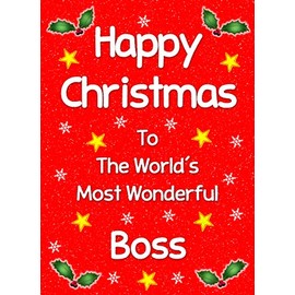 Christmas Greeting Card 'Boss' - Special Xmas Card for Him Her Kids Male Female