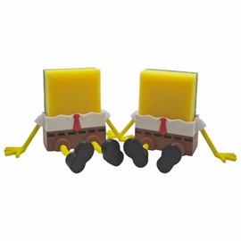 TIME&TRAVE Kitchen Cartoon Doodlebob Sponge Holder, Creative Sink Draining Sponge Holder with Extra Adhesive Suction Cup, Place Directly Or Stick On (2Pcs)