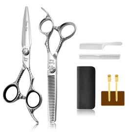 Fenice Peak 6'' Hair Cutting Scissors Set 440C Stainless Steel Barber Shears Kit with Cutting & Thinning Scissors