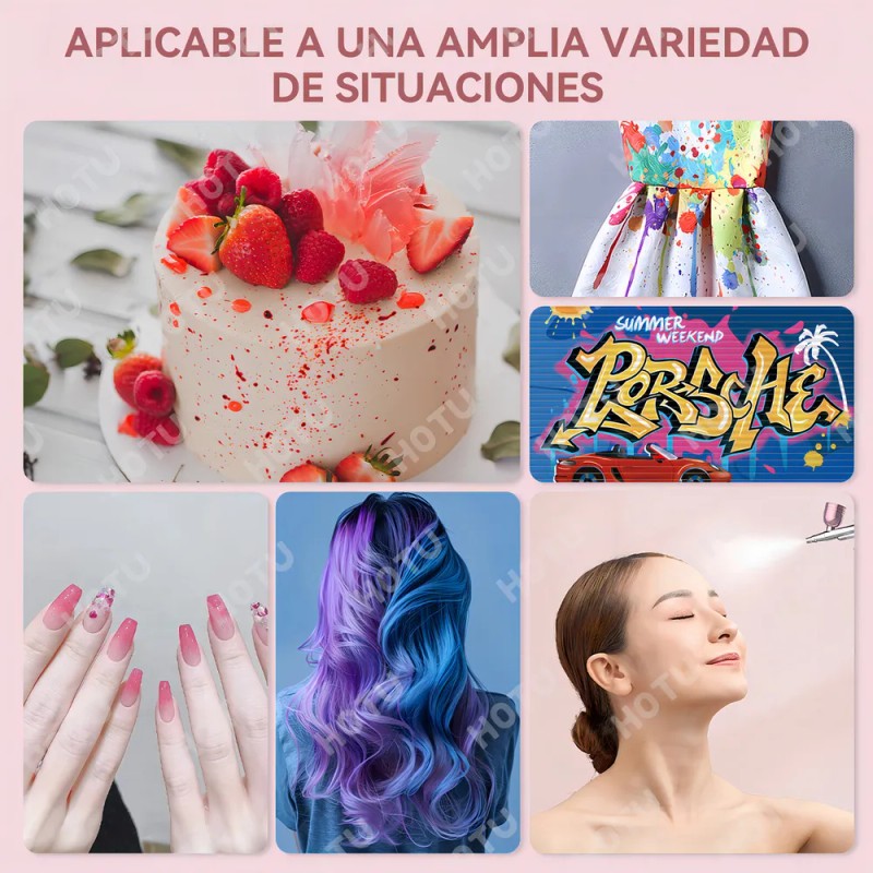 Kit Aerógrafo Portátil Tensky para Uñas Maquillaje con Compresor Rosa