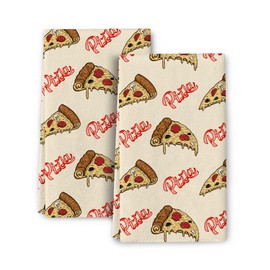 Bapcoku Kitchen Towels Cute Pizza Food Absorbent Dish Clothes Tea Hand Towels Home Decor (2 Pack, 16x24 in)