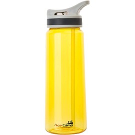AceCamp Tritan Drinking Bottle, Sports Bottle, BPA-Free, All Drinks, Spring Lid Yellow, 750 ml