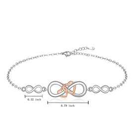 Infinity Heart Ankle Bracelets for Women Sterling Silver Infinity Summer Anklet Beach Adjustable Endless Love Cute Infinity Symbol Jewelry Christmas Valentines Mothers Day Gifts