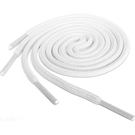 125cm Round Shoelaces 4mm Cord Suitable for Adult and Kids Sport Trainers Hi-tops Football Rugby Boots Laces Selloria (White), One Size