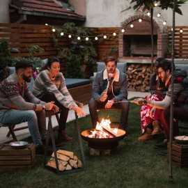 Raised Base Triangle Firewood Rack for Fireplace & Fire Pit Accessory for Outdoor & Indoor Usecolor: Black Color