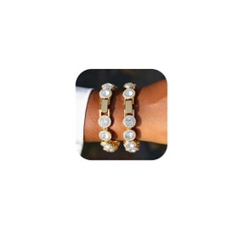 DSFFDSQ Gold Bracelets for Women, Gold Plated Cuban Link Chain Bracelet Pack Layered Metal Link Bracelet Set Fashion Jewelry for Women Set (2PCS-Style 3 GD, 8 Inch)