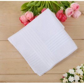 DsHome Handkerchief, White, Wedding Handkerchief, Men's, Women's, Unisex, Formal Handkerchief, Gentleman, 100% Cotton, Water Absorption, Funerals, Funerals, Vocation, Farewell Ceremonies, 15.7 x 15.7