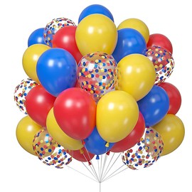 Confetti Balloons and Red Yellow Dark Blue Balloons for Baby Shower Birthday Graduation Wedding Festival Party Decoration