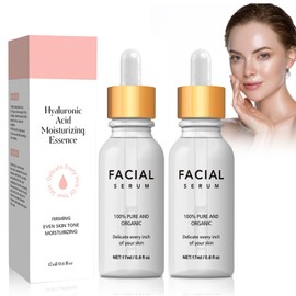 Eazerom 01 17 ml x 2 Hyaluronic Serum, Face Care Men and Women, Hyaluronic Acid Serum for the Face with Anti-Wrinkle Active Ingredients, Hyaluronic Acid Face Serum, Moisturising Serum