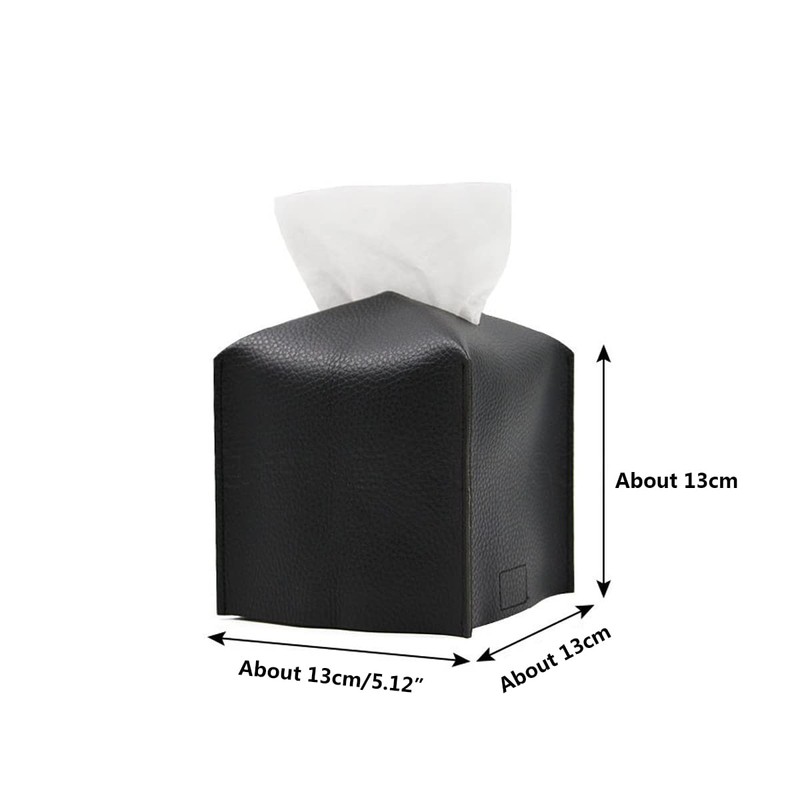 1 x Black Tissue Box Cover Square PU Leather Tissue