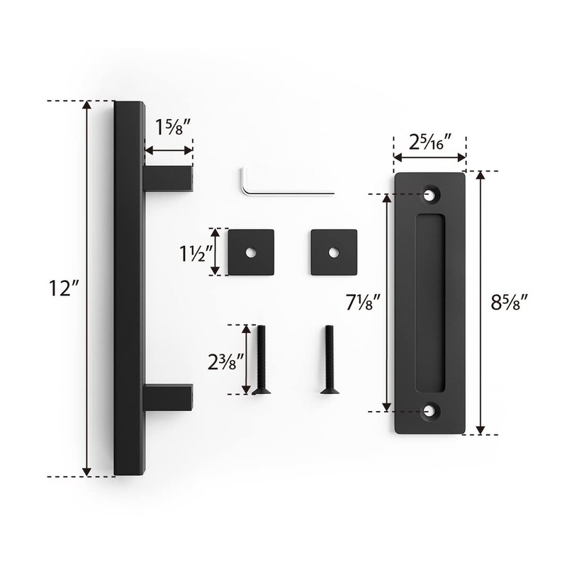 SMARTSTANDARD Heavy Duty 12" Pull and Flush Barn Door Handle
