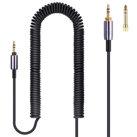 FAAEAL ATH-M50xBT Cable de audio en espiral compatible con Audio Technica SR50BT ANC9 Sony WH-1000XM5 XM4 WH-XB910N MDR-1000X Auriculares Cable de extensión de 3,5 mm (1/8") con adaptador de 1/4" de