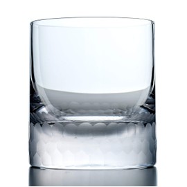 Amehla "Hive Handblown Honeycomb Double Old Fashioned Glasses, 12oz Solid Crystal Bourbon Rocks Glasses, Set of 2 or 4 Lowball Glasses, Plenty of Room for a Large Ice Sphere or Cocktail Ice Cube.