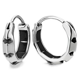 Stainless Steel Circle Hoop Earrings Huggie Hinged, for Men Women, 2pcs（CA）
