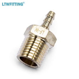 LTWFITTING No Lead Brass Barbed Fitting Coupler/Connector 1/8" Hose Barb x 1/4" Male NPT Fuel Gas Water (Pack of 5)