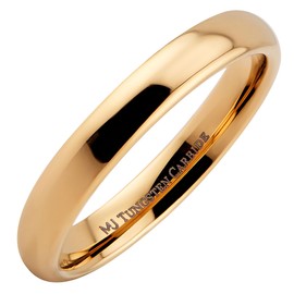 MJ Metals Jewelry 3mm Gold Plated Polished Tungsten Carbide COMFORT FIT Wedding Ring Classic Half Dome Band Size 11.5