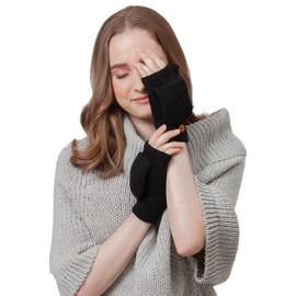 BYOS Winter Plush Fleece Lined Diamond Fingerless Knit Gloves Mitten Convertible (Teal Green)