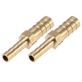 X AUTOHAUX 2 Pcs 8mm-5mm Straight Shaped Hose Barb Brass Hose Fitting Connector