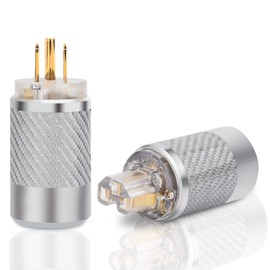 Monosaudio Audio Power Plug Black Carbon Fiber Transparent Aluminum Shell 10A/250V 15A/125V Power Connector Brass IEC320 C13 Connector for DIY Audiophile Power Cord Audio Power Cable (Gold Plated)