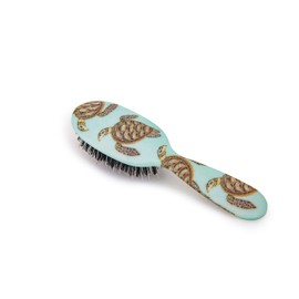 Rock & Ruddle Natural Mixed Boar Bristle Hair Brush for Women and Kids (Small 6.9") - Perfect for Wet or Dry Hair, Detangling Smoothing Blowdrying - Designed & Made in UK - Turtles