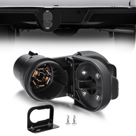 ISINLASSO 7 Blade & 4 Flat Trailer Connector w/Bracket, Dual Socket Adapter for Ford F-150 2009-2020, Transit 150/250/350 2015-2023, Expedition 2018+ Towing Solutions for Truck SUV RV Trailer