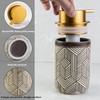 GIRLUFO Handmade Brown Foam Soap Dispenser,Ceramic Hand Soap Dispenser with