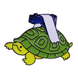 dihao Funny The Turtle with Gun Cartoon Metal Green Unisex Brooch Pin