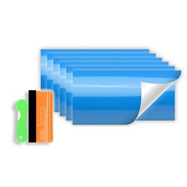 Free Tool Kit 6Pcs 4"x6" Compatible with GMC Emblem Overlay Gloss Sky Blue Vinyl Wrap Sticker Decal Film Overlay Sheet
