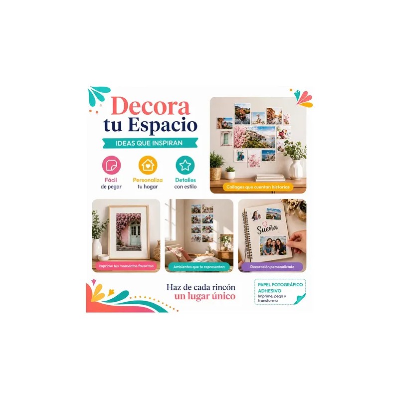 50 Hojas De Papel Fotográfico Autoadhesivo A4, 135g, Blanco