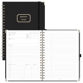 EMSHOI B5 Diary Meeting Notebook for Work - Work Planner Project Notebook with Action Items, Agendas Business Meeting Notes, Office Supplies for Men & Women - 100 Pages, (20x26 cm) Black