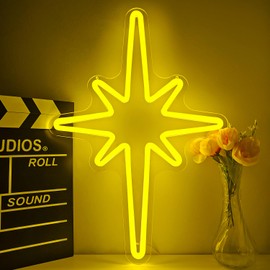 Mid Century Modern Neon Sign for Wall Decor Starburst Neon Light Dimmable Retro Star Celestial Led Signs Mid Century Starburst Light Up Sign for Eclectic Home Decor Business Vintage Style Wall Art