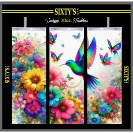 SixtysKid Hummingbird Floral - 20oz. Stainless Steel Tumbler w/SS straw+