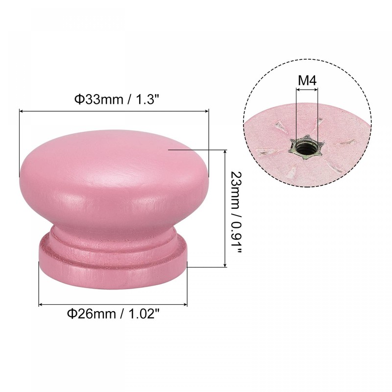 sourcing map Round Wood Knobs, 10pcs 33x23mm Pull Handles for