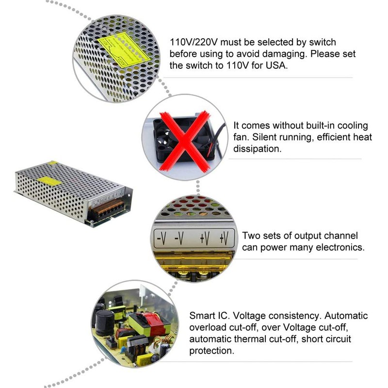 JOYLIT DC 24V 5A 120W Power Supply Adapter, AC 110V