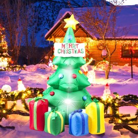 PIPIMOUSE Inflatable Christmas Tree with 4 Gift Boxes, 5.2Ft Christmas Tree Inflatables with Built in LED Lights Blow Up Yard Decoration for Patio Lawn Backyard Home Indoor Outdoor Party Decor