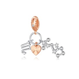 NINGAN Scorpio Pendant Charm Rose Gold 925 Sterling Silver Zodiac Charms,CZ Birthstone Pendant Gifts for Birthday