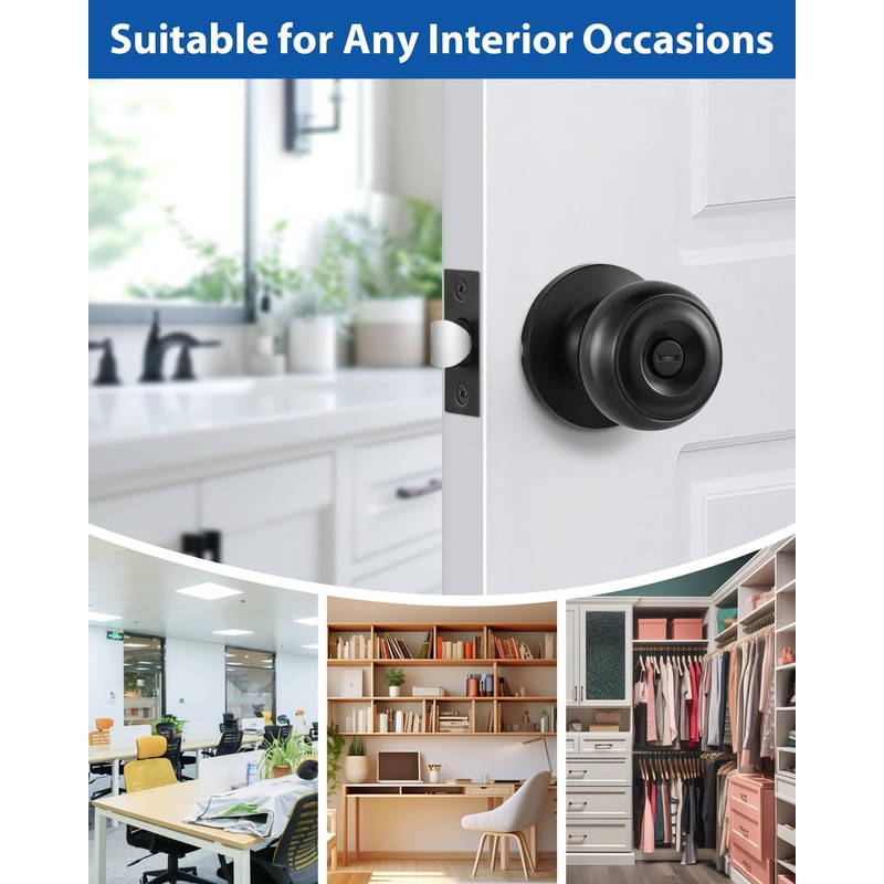 Lanwandeng 5 Pack Interior Door Knobs for Bedroom or Bathroom