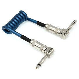 Lava Cable Mini Coil Instrument Cable Metallic Blue, 6 Inches Angled-Angled