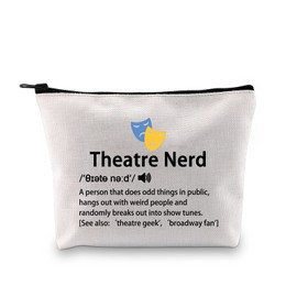 MBMSO Theatre Gifts Theatre Nerd Makeup Bag Drama Gifts Broadway Musical Gifts Theatre Lover Gifts Comedy Tragedy Masks Travel Bag Theatre Geek Gifts (Theatre Nerd bag)