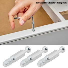 LT Easiyl 50pcs M6 Cam Lock Dowel Screw Thread Bolts Dowels Galvanized Iron Furniture Fixing Bolt Silver for Furniture Frames Cupboard Wood Boards Connecting Screws