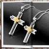 JUNOVUROS Large and Small Men's Cross Necklace Set with 5