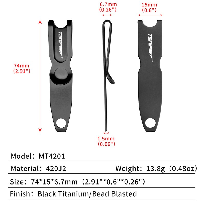 TONIFE EDC Pocket Clip, Multipurpose Clip, Keychain, Wallet Clip and