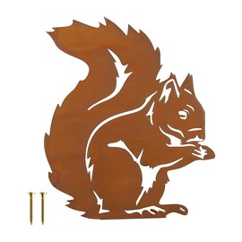 POFET Rust Decorative Creative Iron Crafts Rusty Squirrel Ornament for Garden Garden Stake Tree Stake