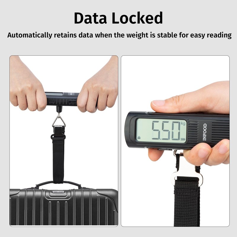 INFOOD Battery-Free Digital Luggage Scale, Suitcase Scale for Travel, Portable