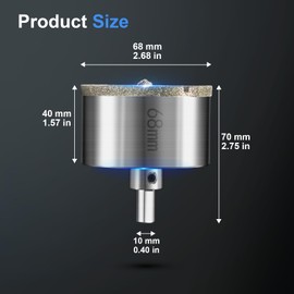 Diamond Drill Bit Hole Saw 68 mm with Centre Drill Professional Diamond Core Hole Drill Tile Drill Glass Drill Metal Hole Saws Universal HSS Hole Saws for Glass Tile Ceramic Marble Limestone