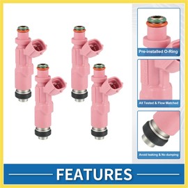 PARSKILO Fuel Injector No.23209-79135 Fuel Injection Nozzle for Toyota 4Runner 1998-2000 2.7L for Toyota Tacoma 1999-2004 2.4L 2.7L Pink 4 Pcs Benefit
