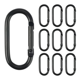 FANMAOUS 10 Pcs Oval Aluminium Alloy Keychain Ring，Carabiner Clips Locking Carabiners Keychain Hook Spring Loaded Climbing Clip for Traveling Fishing Camping Hiking （Black）